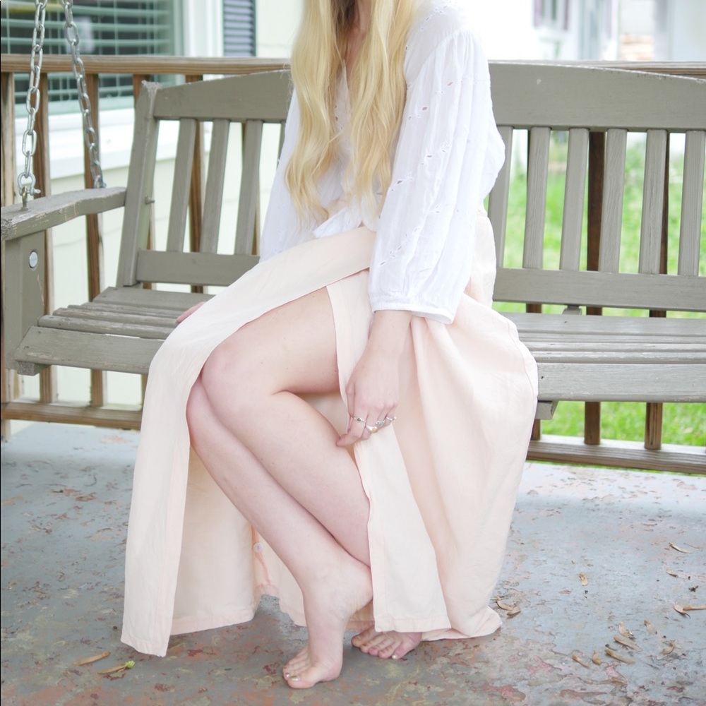 Blush Linen Wrap Skirt
